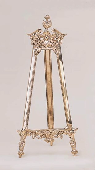 Decorative brass display easel.