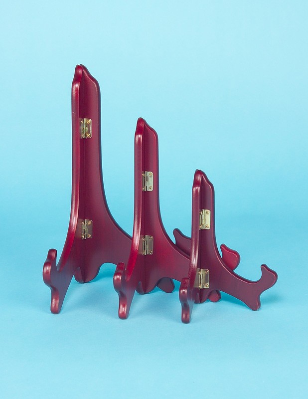 Folding Antique Red Wood Display Easels